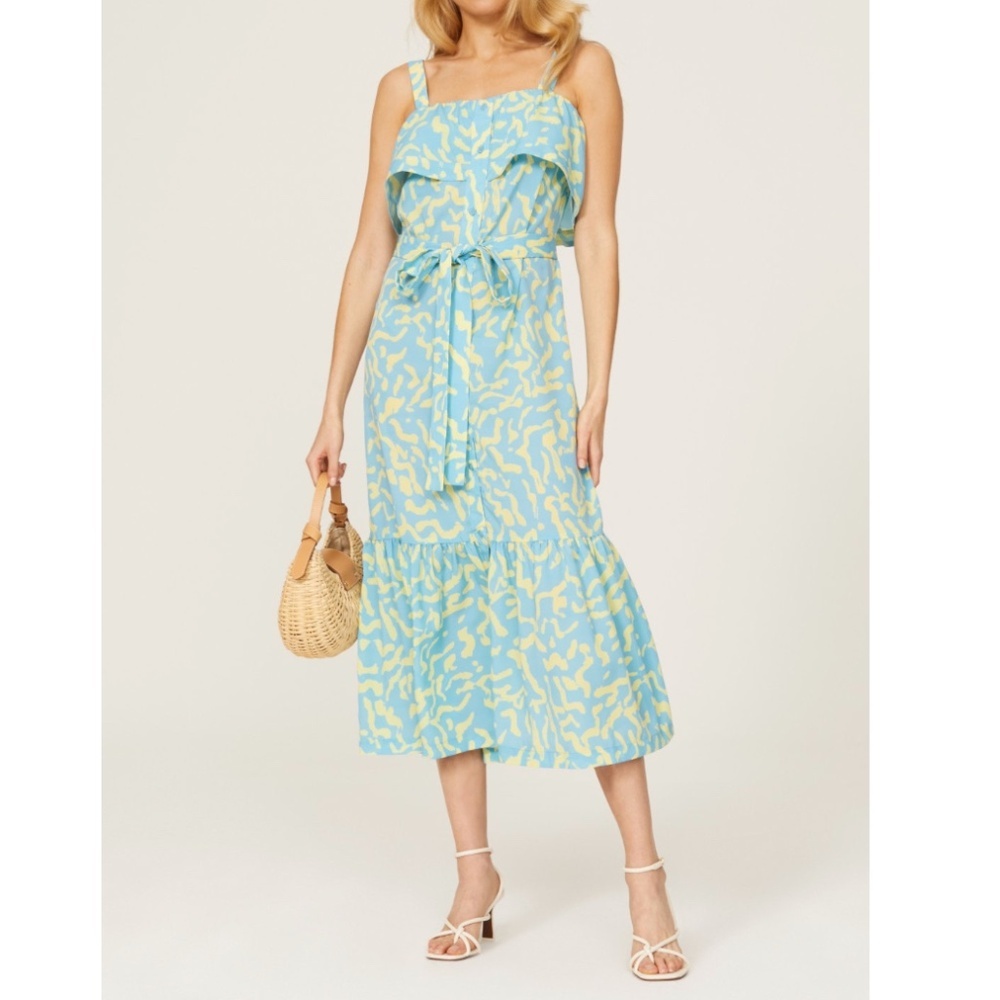 Derek Lam 10 Blue Scribble Tie Midi Dress sz IT 38 or US 4